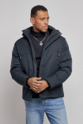 Оптом Куртка мужская зимняя с капюшоном спортивная великан темно-синего цвета 8332TS, фото 7