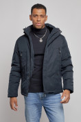 Оптом Куртка мужская зимняя с капюшоном спортивная великан темно-синего цвета 8332TS, фото 8