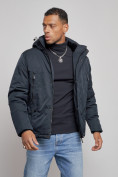 Оптом Куртка мужская зимняя с капюшоном спортивная великан темно-синего цвета 8332TS, фото 9