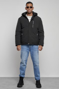 Оптом Куртка мужская зимняя с капюшоном спортивная великан черного цвета 8335Ch