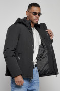 Оптом Куртка мужская зимняя с капюшоном спортивная великан черного цвета 8335Ch, фото 13