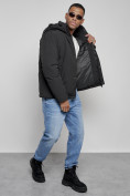 Оптом Куртка мужская зимняя с капюшоном спортивная великан черного цвета 8335Ch, фото 15
