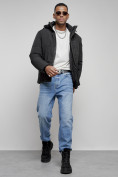 Оптом Куртка мужская зимняя с капюшоном спортивная великан черного цвета 8335Ch, фото 16