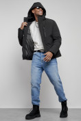 Оптом Куртка мужская зимняя с капюшоном спортивная великан черного цвета 8335Ch, фото 17