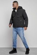 Оптом Куртка мужская зимняя с капюшоном спортивная великан черного цвета 8335Ch, фото 2