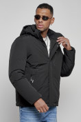 Оптом Куртка мужская зимняя с капюшоном спортивная великан черного цвета 8335Ch, фото 9