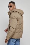 Оптом Куртка мужская зимняя с капюшоном спортивная великан горчичного цвета 8335G, фото 10