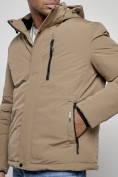 Оптом Куртка мужская зимняя с капюшоном спортивная великан горчичного цвета 8335G, фото 12