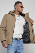 Оптом Куртка мужская зимняя с капюшоном спортивная великан горчичного цвета 8335G, фото 13