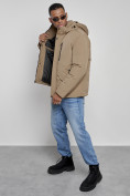 Оптом Куртка мужская зимняя с капюшоном спортивная великан горчичного цвета 8335G, фото 15