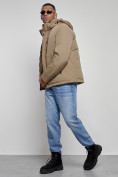 Оптом Куртка мужская зимняя с капюшоном спортивная великан горчичного цвета 8335G, фото 17