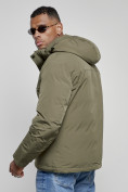Оптом Куртка мужская зимняя с капюшоном спортивная великан цвета хаки 8335Kh в Оренбурге, фото 10