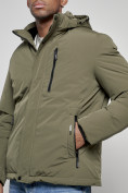 Оптом Куртка мужская зимняя с капюшоном спортивная великан цвета хаки 8335Kh в Омске, фото 12