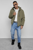 Оптом Куртка мужская зимняя с капюшоном спортивная великан цвета хаки 8335Kh, фото 14
