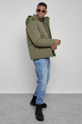 Оптом Куртка мужская зимняя с капюшоном спортивная великан цвета хаки 8335Kh, фото 16