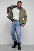 Оптом Куртка мужская зимняя с капюшоном спортивная великан цвета хаки 8335Kh в Оренбурге, фото 18