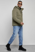 Оптом Куртка мужская зимняя с капюшоном спортивная великан цвета хаки 8335Kh во Владивостоке, фото 3