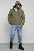 Оптом Куртка мужская зимняя с капюшоном спортивная великан цвета хаки 8335Kh, фото 6