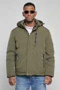 Оптом Куртка мужская зимняя с капюшоном спортивная великан цвета хаки 8335Kh, фото 7