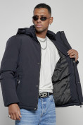 Оптом Куртка мужская зимняя с капюшоном спортивная великан темно-синего цвета 8335TS, фото 13