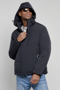 Оптом Куртка мужская зимняя с капюшоном спортивная великан темно-синего цвета 8335TS, фото 5