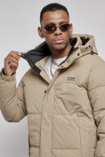 Оптом Куртка молодежная мужская зимняя с капюшоном бежевого цвета 8356B, фото 11