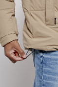 Оптом Куртка молодежная мужская зимняя с капюшоном бежевого цвета 8356B, фото 13