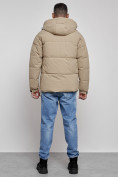 Оптом Куртка молодежная мужская зимняя с капюшоном бежевого цвета 8356B в Перми, фото 4