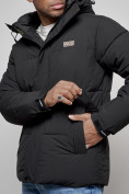 Оптом Куртка молодежная мужская зимняя с капюшоном черного цвета 8356Ch в Екатеринбурге, фото 11