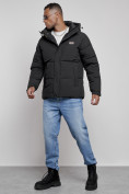 Оптом Куртка молодежная мужская зимняя с капюшоном черного цвета 8356Ch в Екатеринбурге, фото 2
