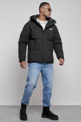 Оптом Куртка молодежная мужская зимняя с капюшоном черного цвета 8356Ch в Екатеринбурге, фото 3