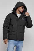 Оптом Куртка молодежная мужская зимняя с капюшоном черного цвета 8356Ch в Екатеринбурге, фото 5