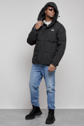 Оптом Куртка молодежная мужская зимняя с капюшоном черного цвета 8356Ch в Екатеринбурге, фото 6