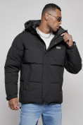 Оптом Куртка молодежная мужская зимняя с капюшоном черного цвета 8356Ch в Екатеринбурге, фото 8