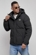 Оптом Куртка молодежная мужская зимняя с капюшоном черного цвета 8356Ch в Екатеринбурге, фото 9