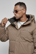 Оптом Куртка молодежная мужская зимняя с капюшоном коричневого цвета 8356K в Перми, фото 13