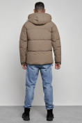 Оптом Куртка молодежная мужская зимняя с капюшоном коричневого цвета 8356K, фото 4