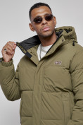 Оптом Куртка молодежная мужская зимняя с капюшоном цвета хаки 8356Kh, фото 13