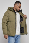 Оптом Куртка молодежная мужская зимняя с капюшоном цвета хаки 8356Kh в Челябинске, фото 14