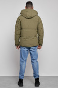Оптом Куртка молодежная мужская зимняя с капюшоном цвета хаки 8356Kh в Перми, фото 4