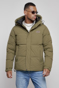 Оптом Куртка молодежная мужская зимняя с капюшоном цвета хаки 8356Kh, фото 7