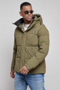 Оптом Куртка молодежная мужская зимняя с капюшоном цвета хаки 8356Kh, фото 8