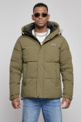 Оптом Куртка молодежная мужская зимняя с капюшоном цвета хаки 8356Kh в Алма-Ате, фото 9