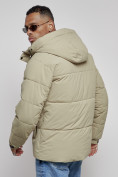 Оптом Куртка молодежная мужская зимняя с капюшоном светло-зеленого цвета 8356ZS, фото 10