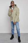 Оптом Куртка молодежная мужская зимняя с капюшоном светло-зеленого цвета 8356ZS, фото 15