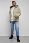 Оптом Куртка молодежная мужская зимняя с капюшоном светло-зеленого цвета 8356ZS, фото 19