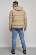 Оптом Куртка спортивная мужская зимняя с капюшоном бежевого цвета 8357B, фото 4