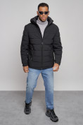 Оптом Куртка спортивная мужская зимняя с капюшоном черного цвета 8357Ch, фото 10