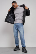 Оптом Куртка спортивная мужская зимняя с капюшоном черного цвета 8357Ch, фото 13