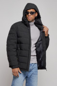 Оптом Куртка спортивная мужская зимняя с капюшоном черного цвета 8357Ch, фото 6